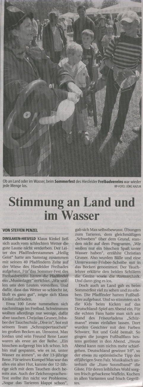 Zeitungsartikel aus der Rheinischen Post vom 21. Juni 04